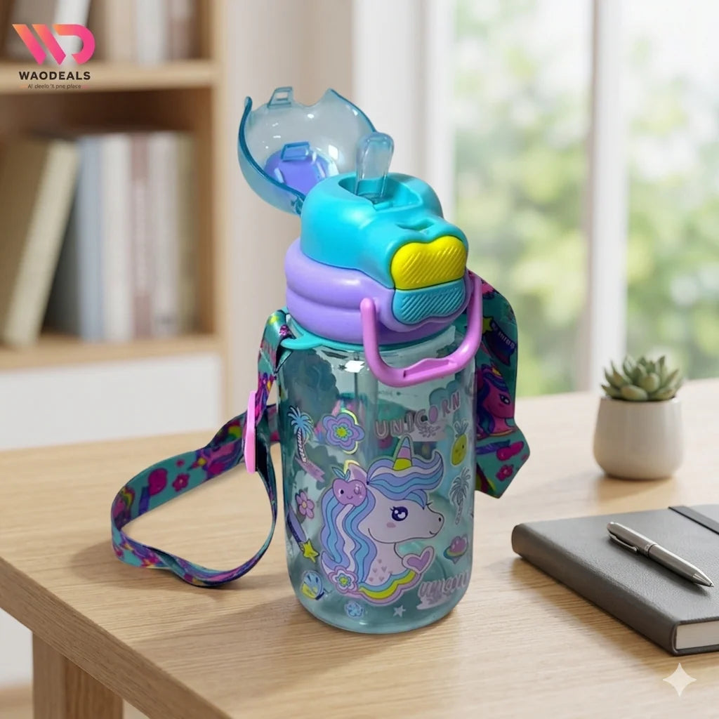 VEST Unicorn 600 ml Three Ways One Click Straw Plastic Water Bottle BPA Free U2131 at Zubaidas No 1 Online Baby and Kids Store in Pakistan for over 50 years 