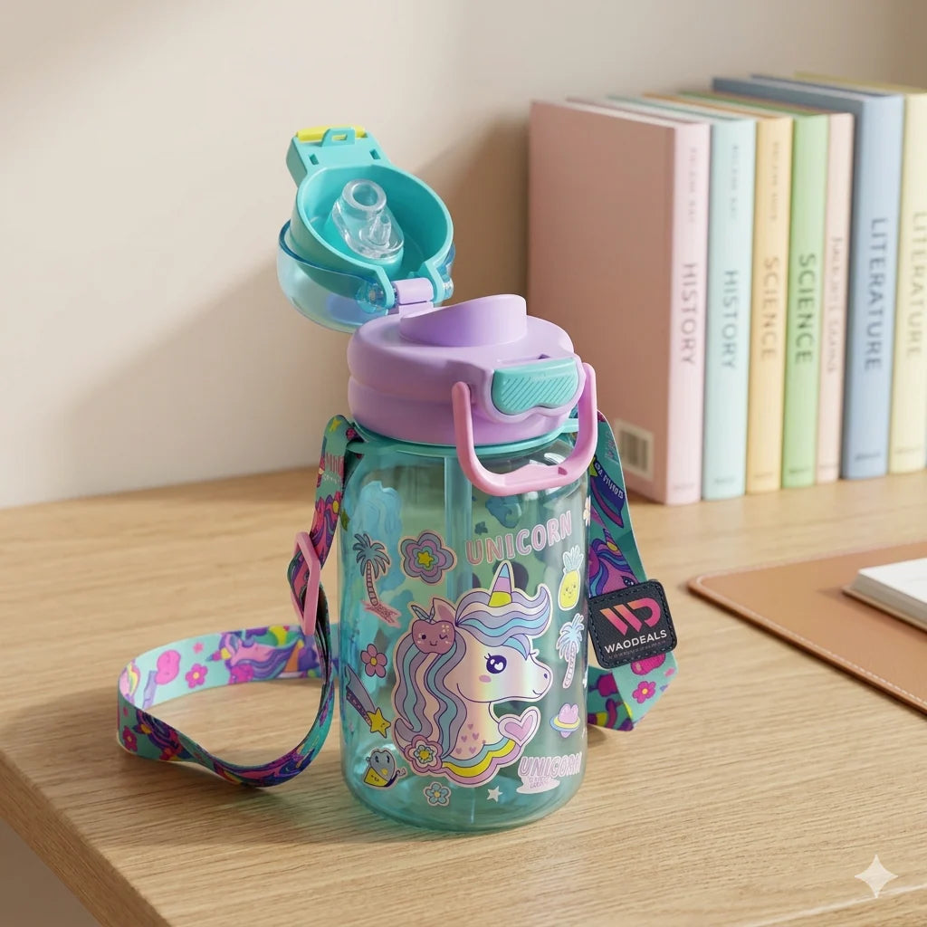 VEST Unicorn 600 ml Three Ways One Click Straw Plastic Water Bottle BPA Free U2131 at Zubaidas Number 1 Online Baby and Kids Store in Pakistan for over 50 years 