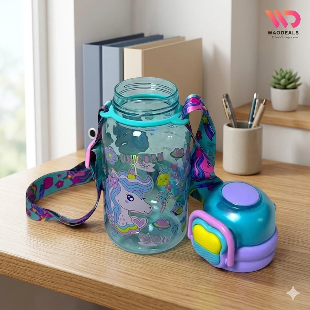 VEST Unicorn 600 ml Three Ways One Click Straw Plastic Water Bottle BPA Free U2131 at Zubaidas # 1 Online Baby and Kids Store in Pakistan for over 50 years 