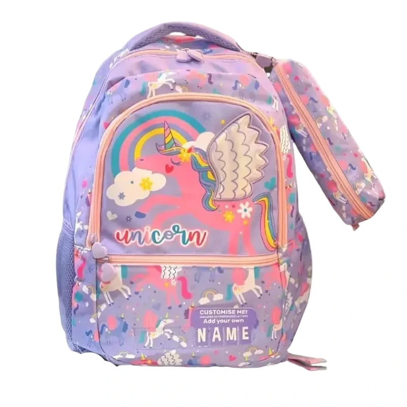 VEST Primary School Bag Purple Unicorn Backpack 16.5 inches with Pencil Case U2081 at Zubaidas