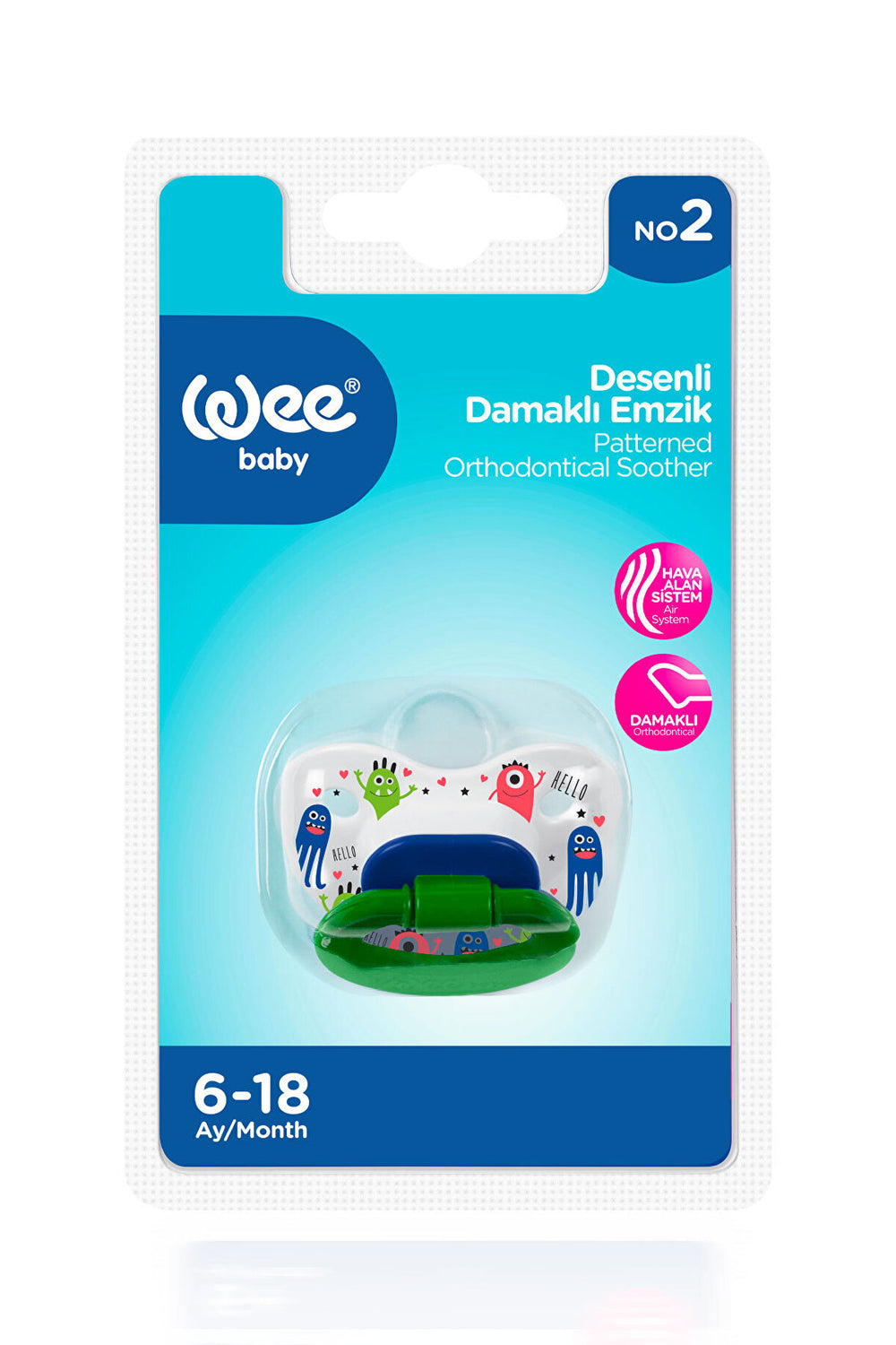Wee Baby Patterned Orthodontic Soother 6-18Month No 2 Green at Zubaidas Official Pakistan