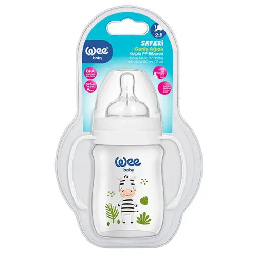 Wee Baby Wide Neck PP Feeding Bottle with Handles 250ml Zebra at Zubaidas Official Pakistan