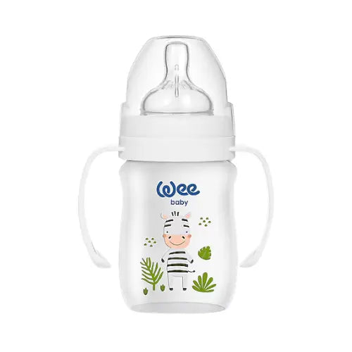 Wee Baby Wide Neck PP Feeding Bottle with Handles 250ml Zebra at Zubaidas