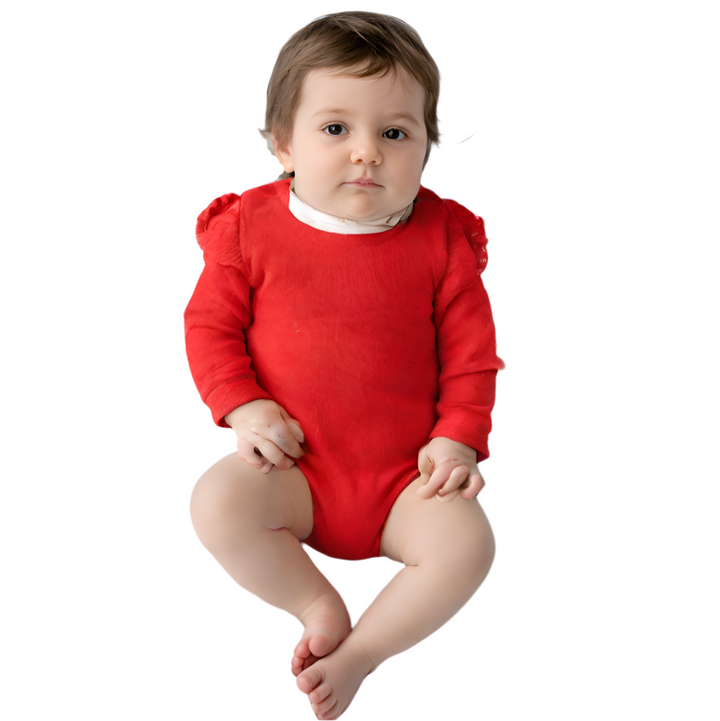 Zubaida's Bodysuit Shoulder Frill Red Infant Girls