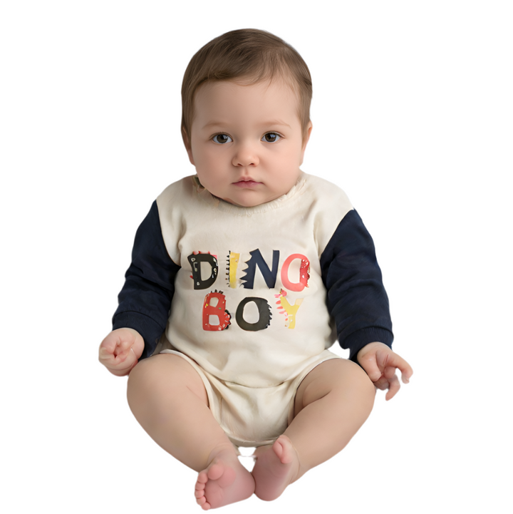 Zubaida's Bodysuit Contras Sleeves Navy for Boys