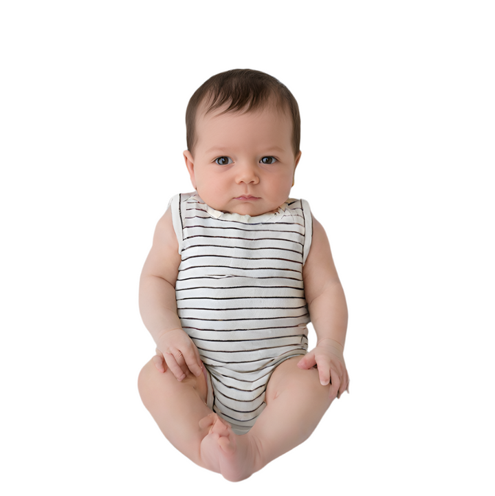 Zubaida's Bodysuit Sleeveless Stripes White