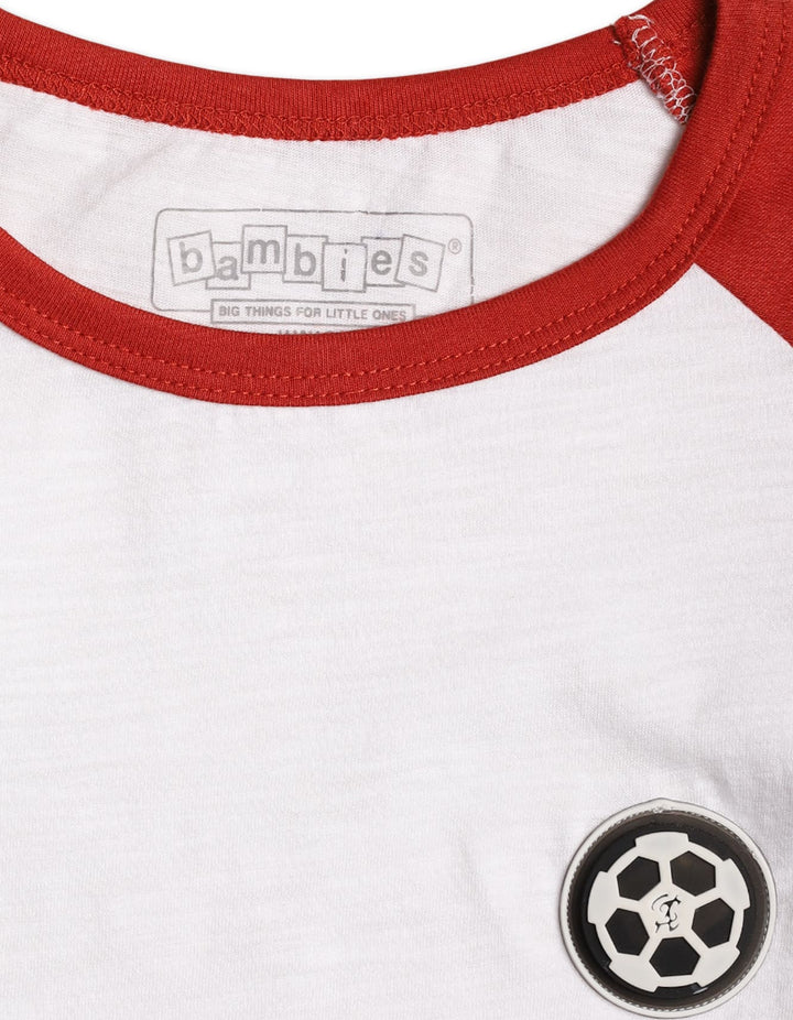 Young Boys T Shirts Bambies Relgan Football Striped Rust at Zubaidas Pakistan.