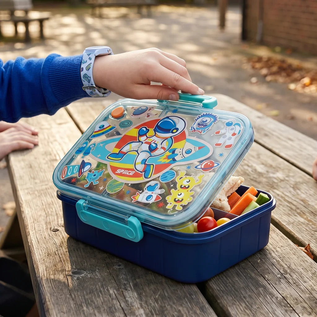 VEST Space 3 Compartments Special Edition Happy Bento Box BPA and Phthalates Free 1200 ML School Lunch Box U2135 at Zubaidas Most Trusted Online Baby and Kids Store in Pakistan for over 50 years