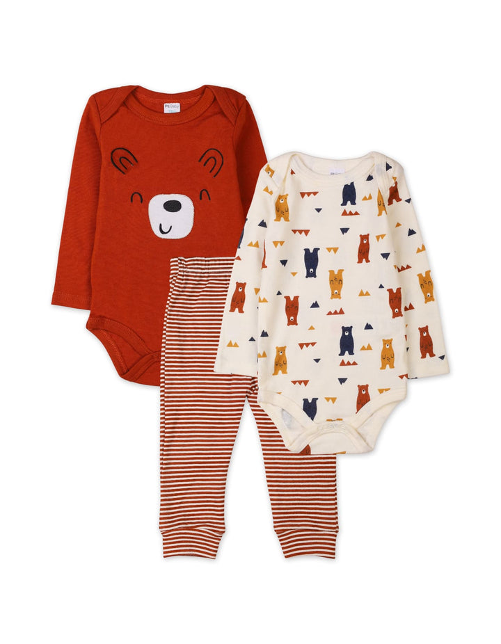 Baby 3 Pieces Winter Apparels Sets Bambies Bear Rust and Cream at Zubaidas