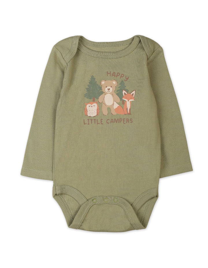 Baby 3 Pieces Winter Bodysuit Sets in Olive Green Bambies at Zubaidas Pakistan