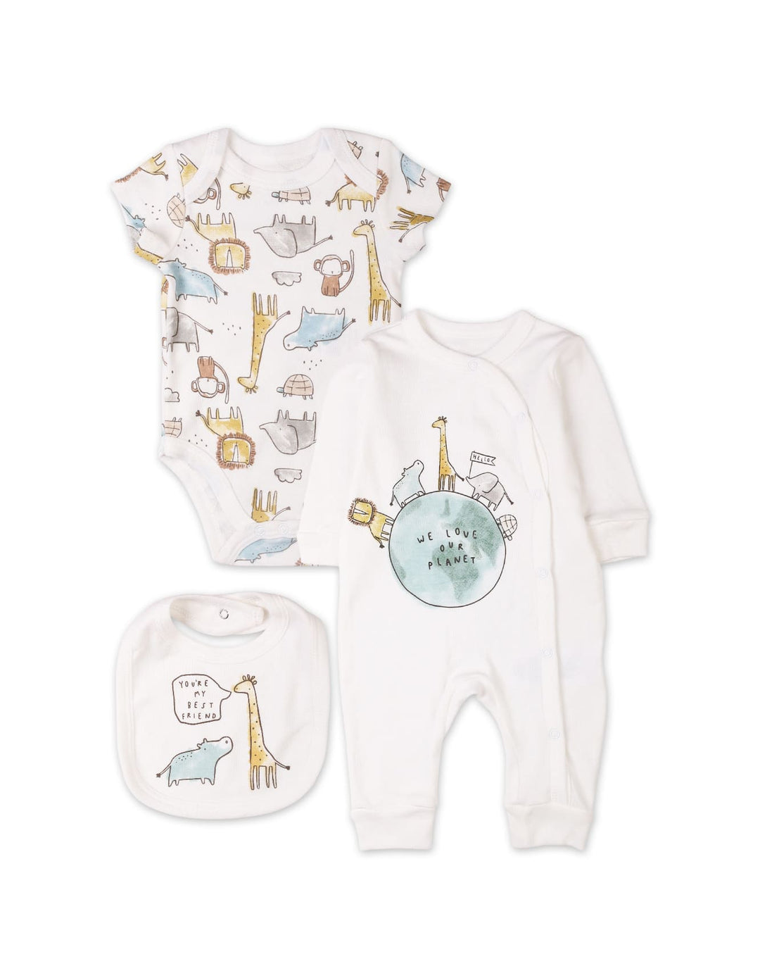 Baby 3 Pieces Winter Suit Sets Bambies Giraffe White at Zubaidas