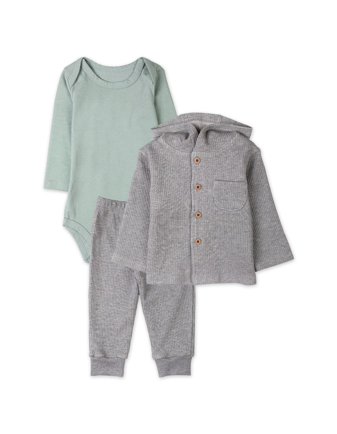 Baby 3 Pieces Winter Suit Sets Bambies Grey and Mint at Zubaidas