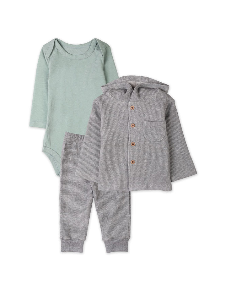 Baby 3 Pieces Winter Suit Sets Bambies Grey and Mint at Zubaidas