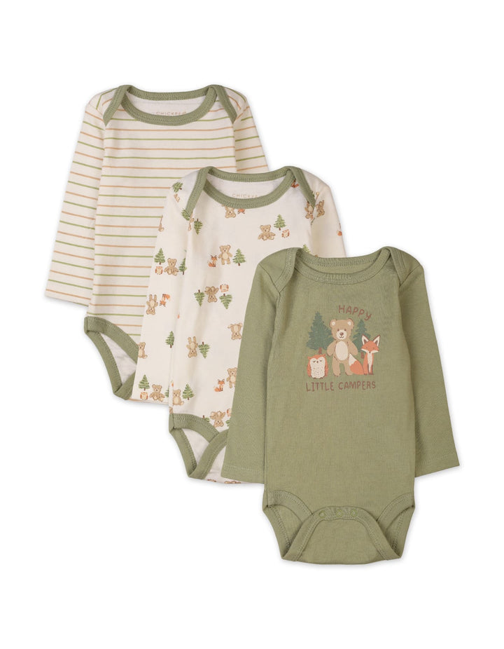 Baby 3 Pieces Winter Suit Sets Bambies Happy Little Campers Olive Green at Zubaidas
