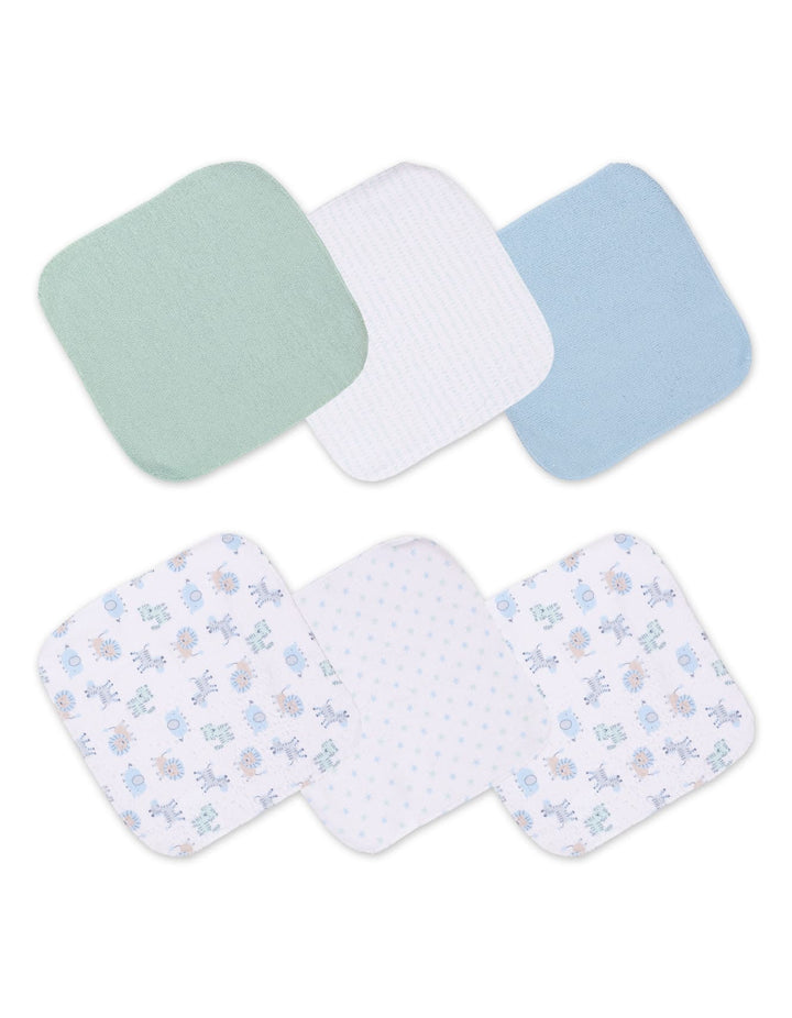 Baby Boy Wash Cloths Pack of 12 Safari Multicolor at Zubaidas