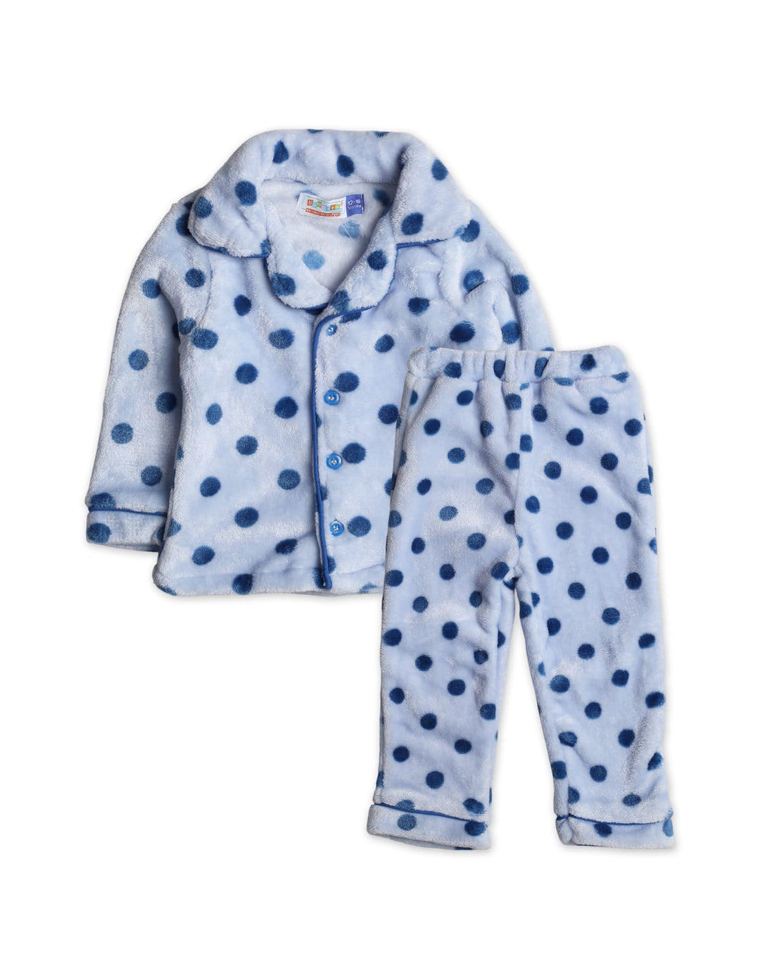 Baby and Kids Winter Night Suits Bambies Dots Light Blue at Zubaidas