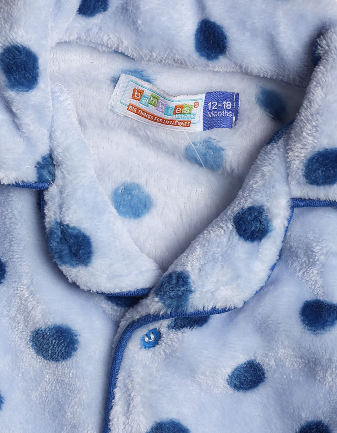 Baby and Kids Winter Night Suits Bambies Dots Light Blue at Zubaidas Online Baby Store Pakistan