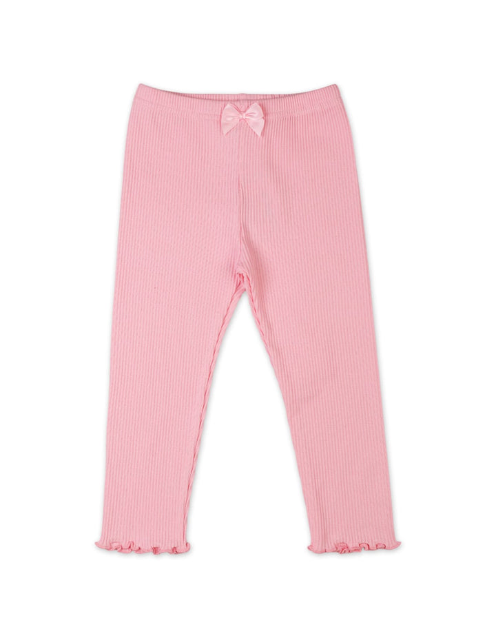 Baby and Toddler Girls Ribbed Bottom Wears Bambies Bow Pink at Zubaidas
