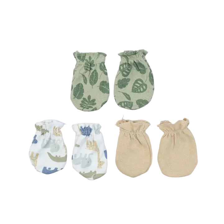 Baby Anti-Scratch Mittens Pack of 3 Safari at Zubaidas