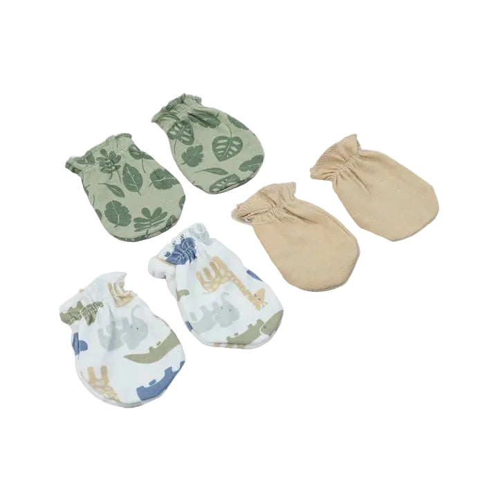Baby Anti-Scratch Mittens Pack of 3 Safari at Zubaidas