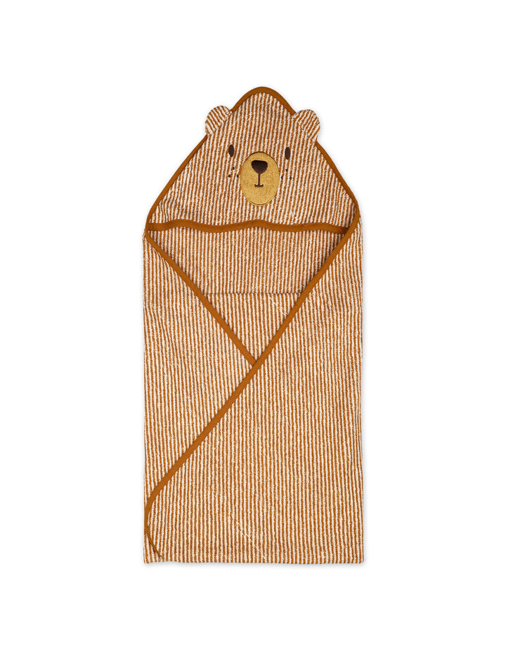 Baby Bath Towel Hooded Bambies Bear Striped Brown and White at Zubaidas