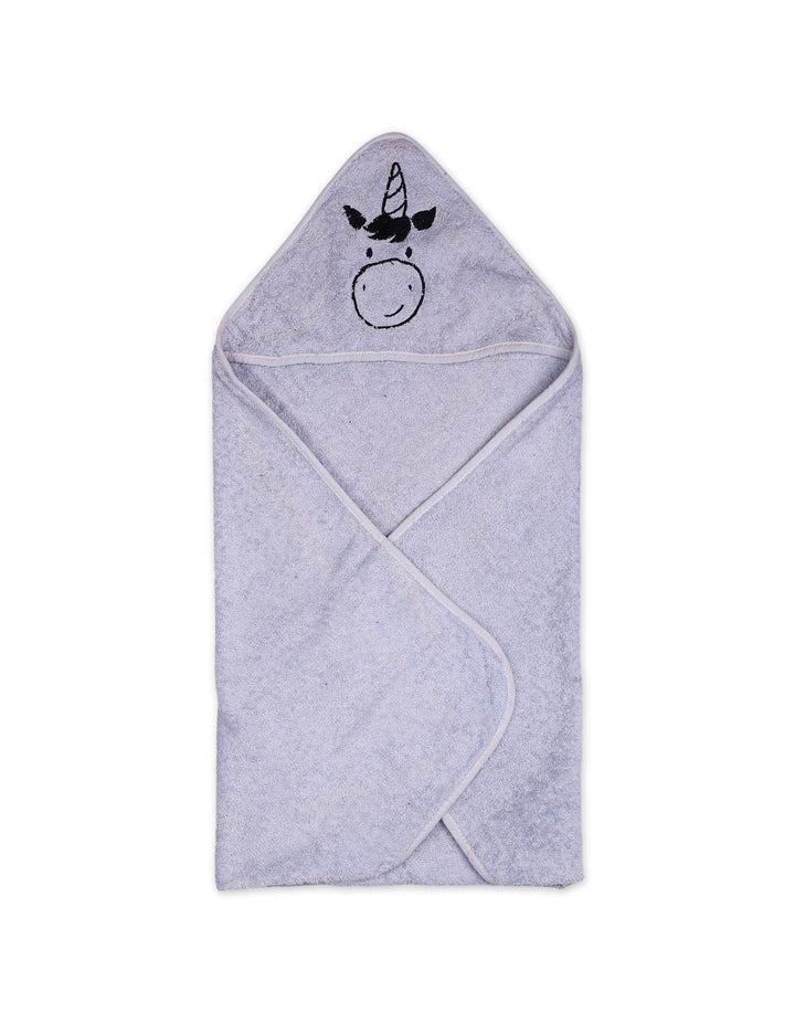 Baby Bath Towel Hooded Bambies Unicorn Light Grey at Zubaidas