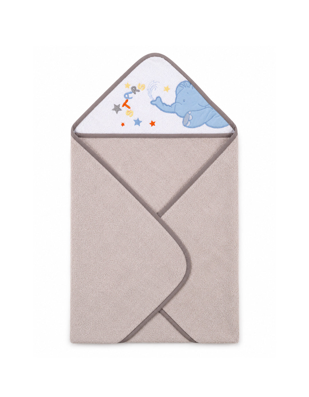 Baby Bath Towel Hooded Elephant Stars Grey at Zubaidas