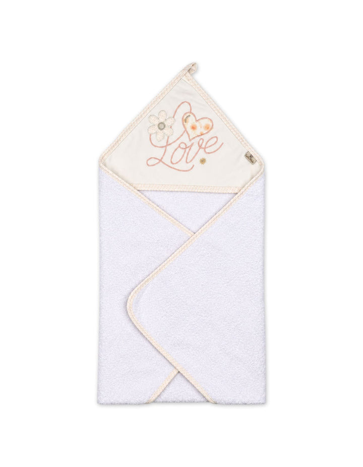 Baby Bath Towel Hooded Love and Heart White and Off White at Zubaidas Official Pakistan