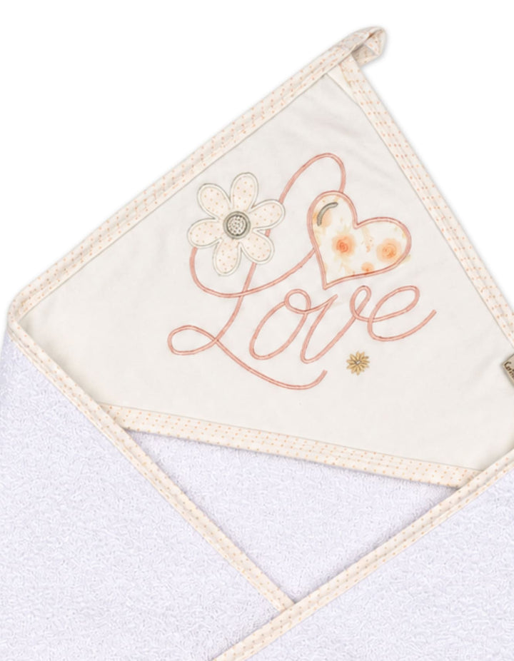 Baby Bath Towel Hooded Love and Heart White and Off White at Zubaidas Online Pakistan