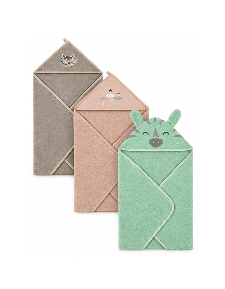 Baby Bath Towel Pack of 3 Animal and Ballerina at Zubaidas