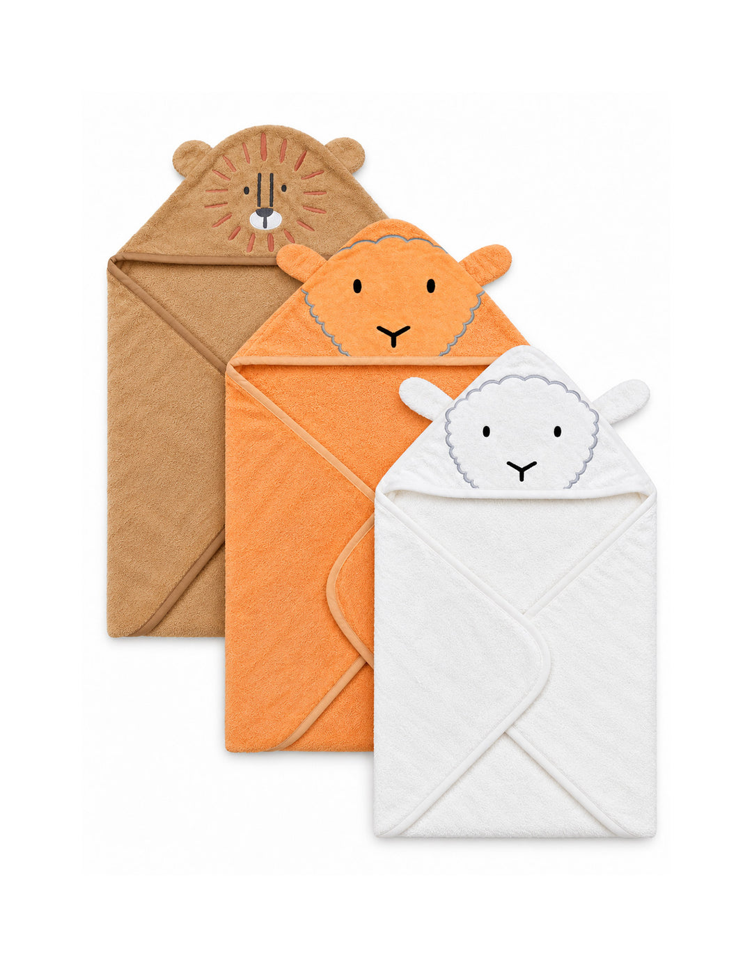 Baby Bath Towel Pack of 3 Lion and Sheep at Zubaidas