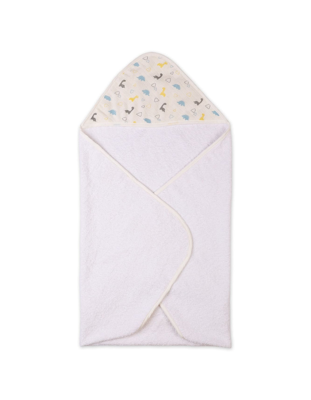 Baby Bath Towels Bambies Dino Hooded Cream and White at Zubaidas