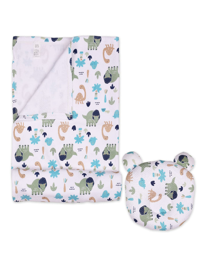 Baby Blanket and Head Shaper Pillow Dino World at Zubaidas