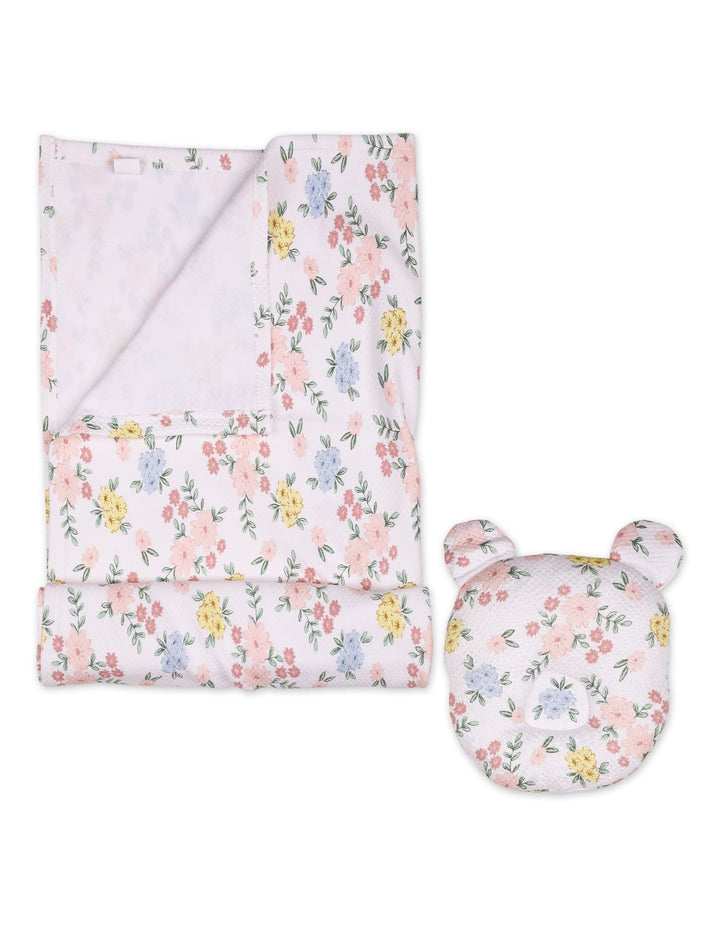 Baby Blanket and Head Shaper Pillow Floral Print at Zubaidas