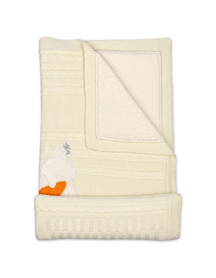 Baby Blanket Cute Bunny Applique Off White at Zubaidas