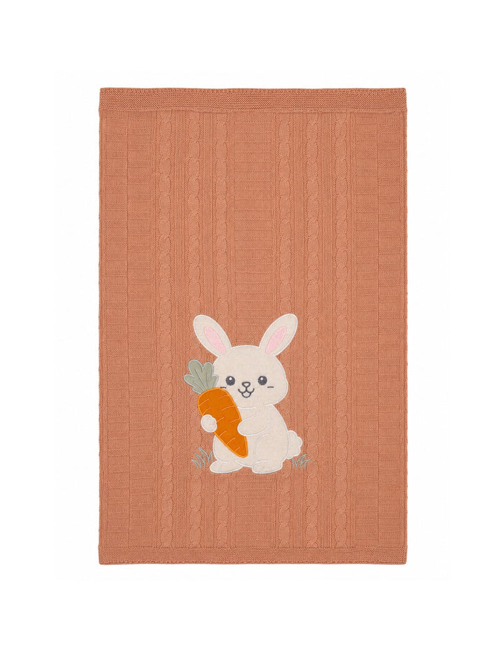 Baby Blanket Cute Bunny Applique Peach at Zubaidas