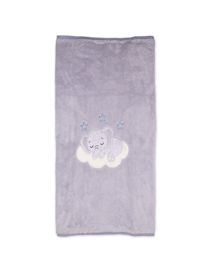 Baby Blanket Sleepy Elephant and Stars Grey at Zubaidas