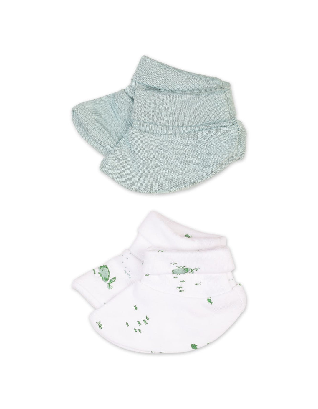 Baby Booties Pack of 2 Bambies Marine Green and Printed White at Zubaidas
