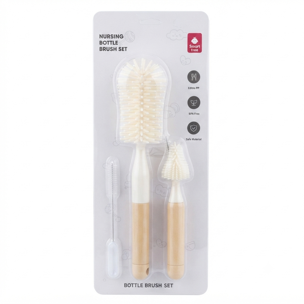 Baby Bottle and Nipple Cleaning Set Beige at Zubaidas