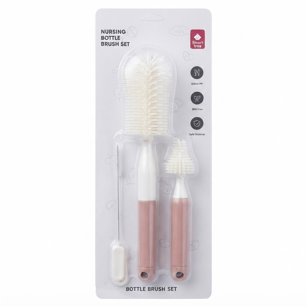 Baby Bottle and Nipple Cleaning Set Pink at Zubaidas