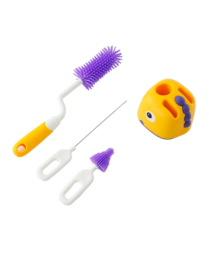 Baby Bottle and Nipple Cleaning Set Yellow and Purple at Zubaidas Best Baby and Kids Store in Pakistan