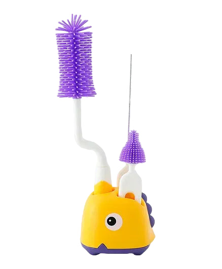 Baby Bottle and Nipple Cleaning Set Yellow and Purple at Zubaidas