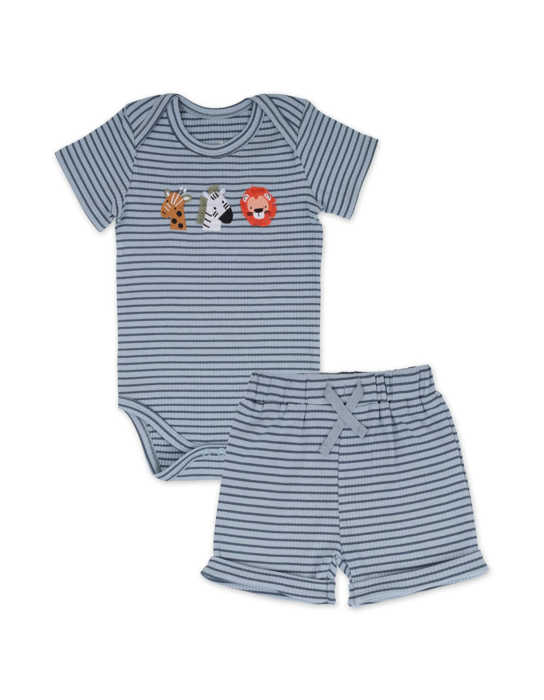 Baby Boy 2 Pcs Summer Suit Set Safari Stripes at Zubaidas