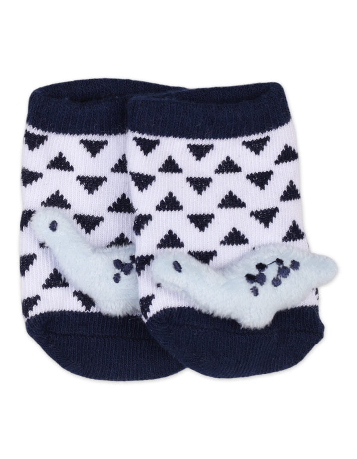 Baby Boy 3 Pcs Cap Bib and Socks Set Dino Print Navy at Zubaidas Best Online Baby Store in Pakistan