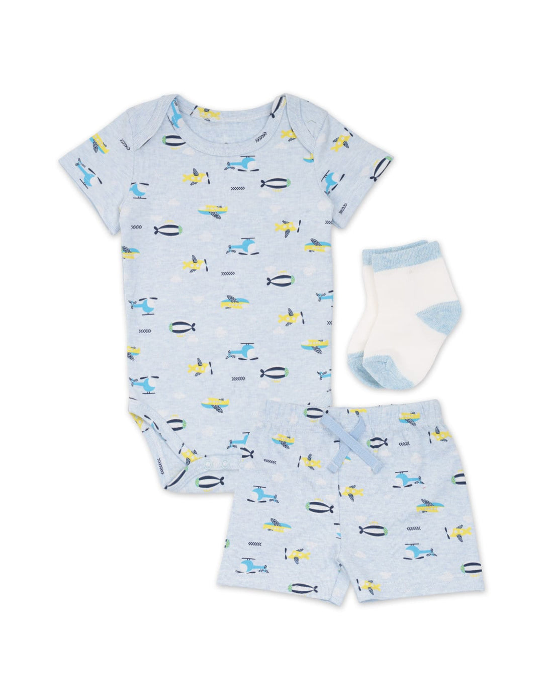 Baby Boy 3 Pcs Summer Outfit Aviation Adventure at Zubaidas