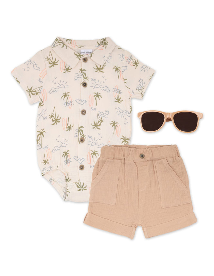Baby Boy 3 Pcs Summer Outfit Beach Vibe at Zubaidas