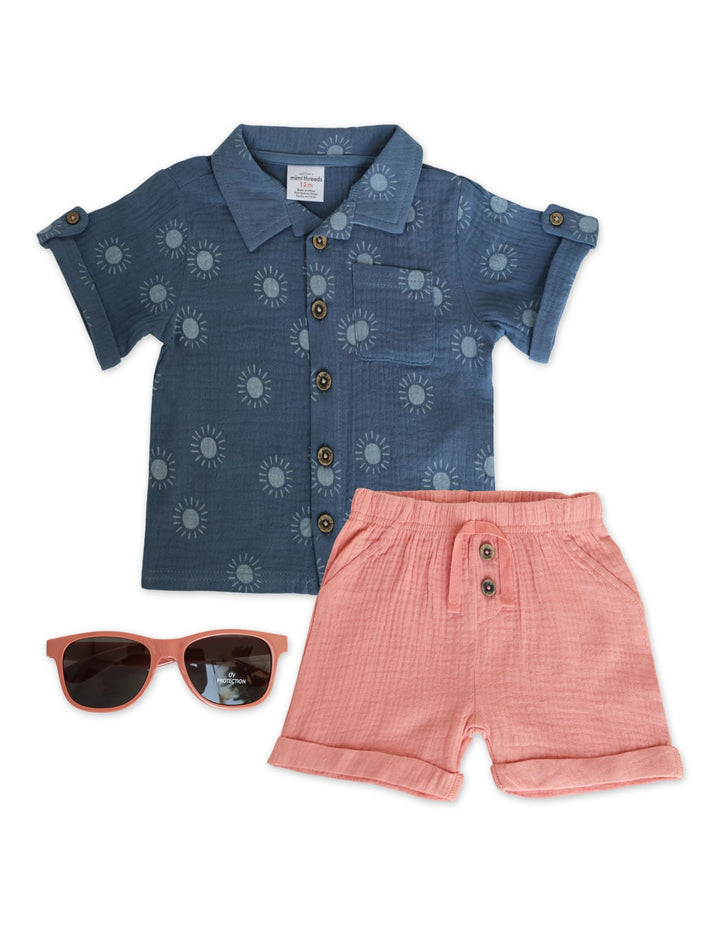 Baby Boy 3 Piece Summer Suit Set Sunny Adventure at Zubaidas