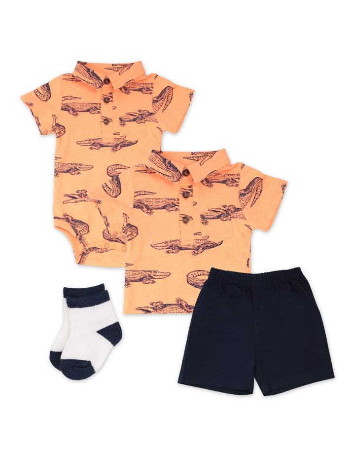 Baby Boy 4 Piece Suit Set Alligator Print at Zubaidas