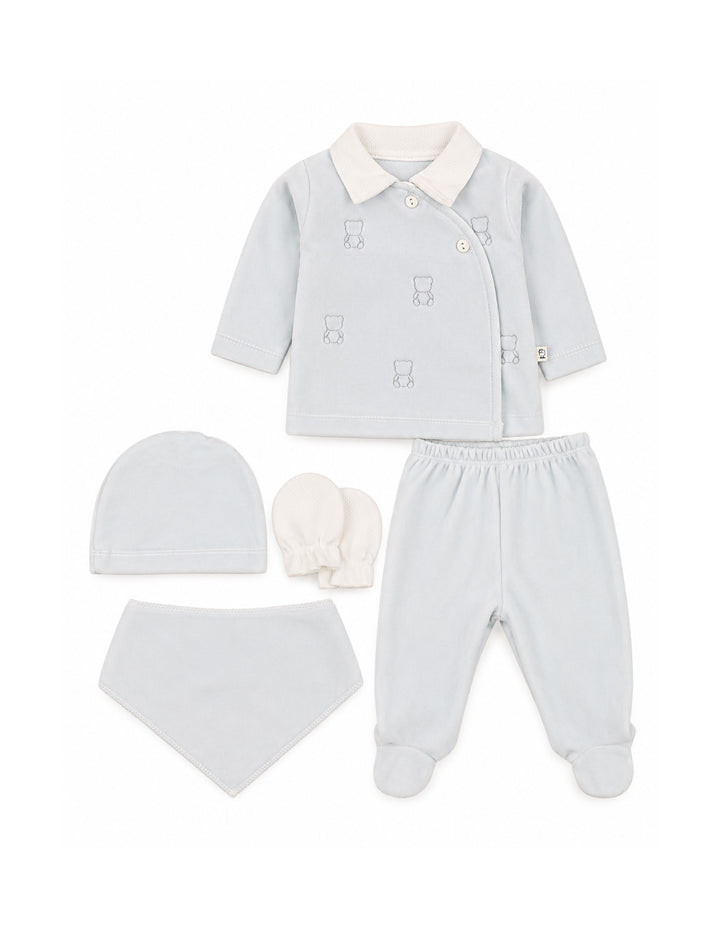 Baby Boy 5 Pcs Clothing Gift Set Light Blue at Zubaidas