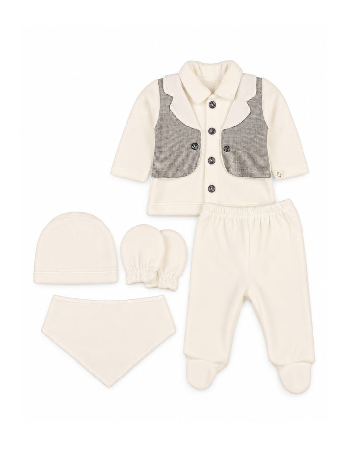 Baby Boy 5 Pcs Gift Set Off White at Zubaidas